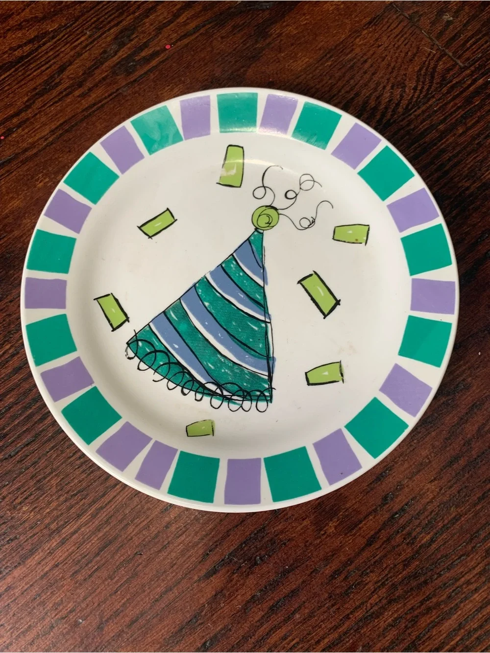 Vintage TAG Year 2000 Hand Painted Ceramic Birthday Cupcake 3 Dessert Plate Set